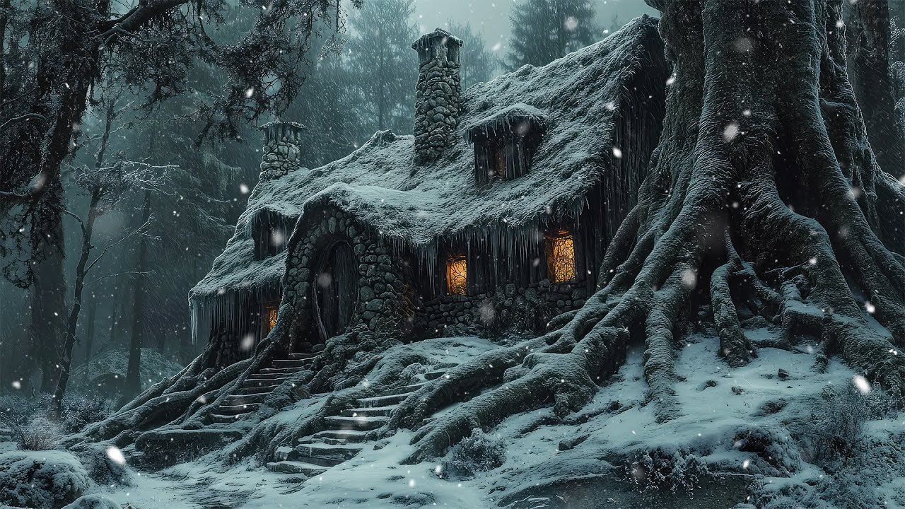 A Hidden Winter Cabin in the Forest | Medieval Celtic Winter Ambience for Sleep & Relaxation