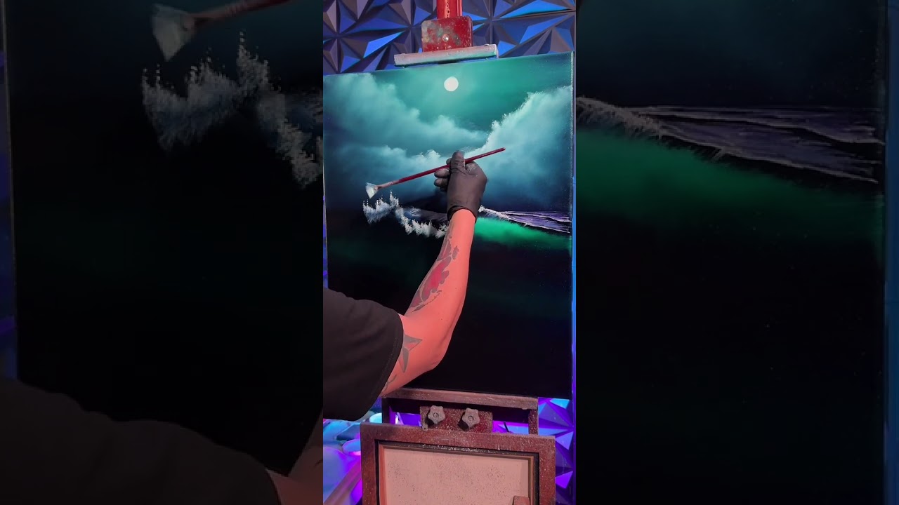 Namalujmy rozbijające się fale z Twoim ulubionym nauczycielem plastyki #paintwithjosh #bobross #h...