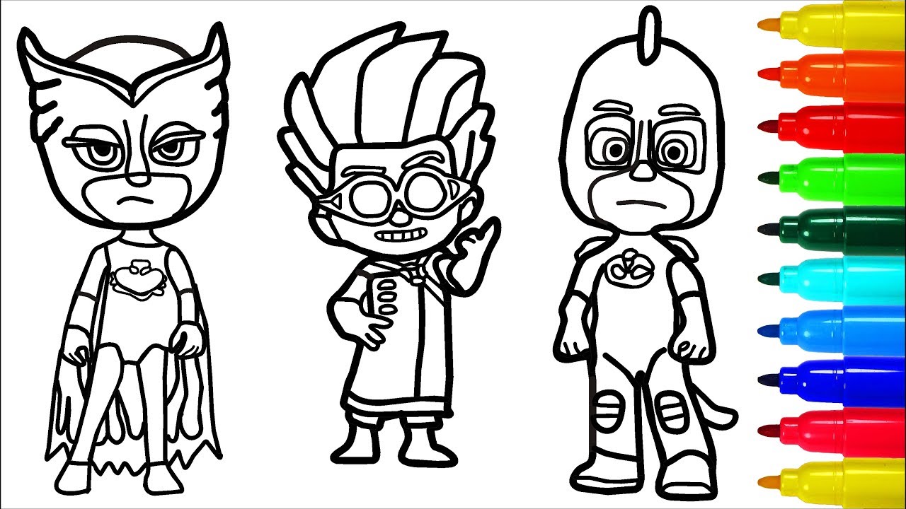PJ Masks Pokemon Coloring Pages | Colouring Pages For Kids With Colored Markers