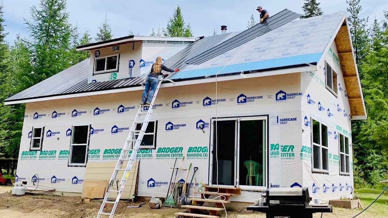 Finishing the Metal Roof on our Off Grid Cabin