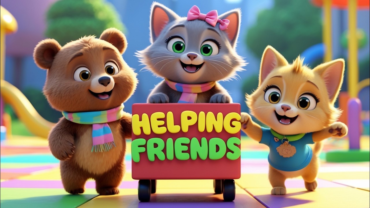 Helping Friends Song 🐻🐶🐱 | Learn Kindness & Teamwork for Kids | Fun Educational Cartoon