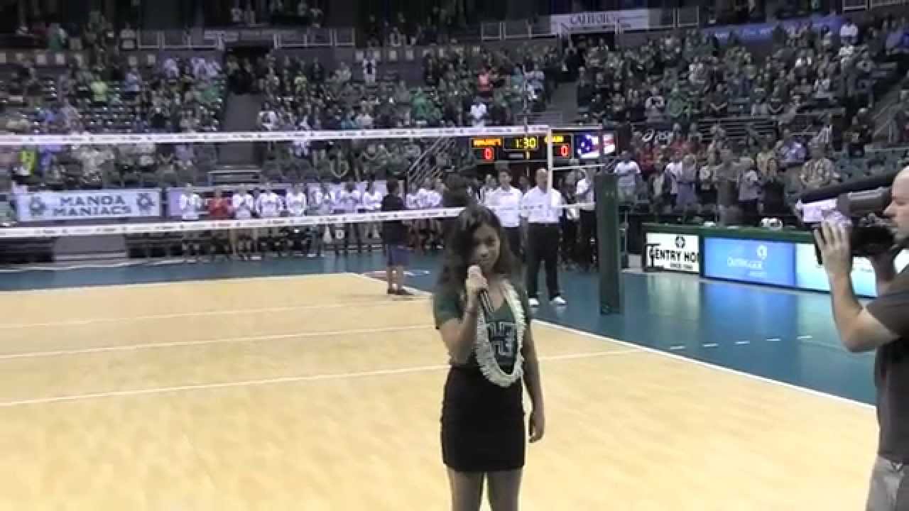 Stephanie Zaharis sings National Anthem at Stan Sheriff Center