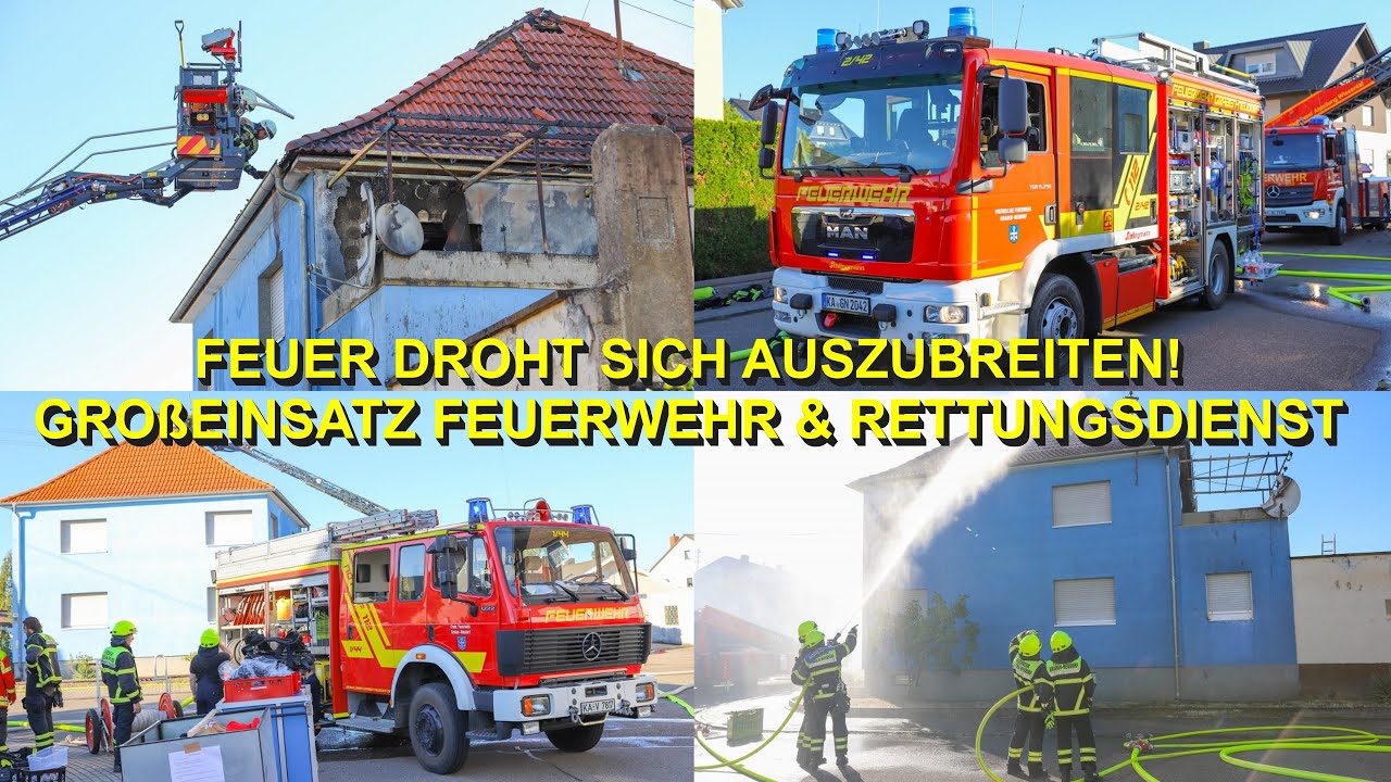 [BALKON & ANBAU IN FLAMMEN] FEUER DROHT AUF DACHSTUHL ÜBERZUGREIFEN | FEUERWEHR & DRK im EINSATZ