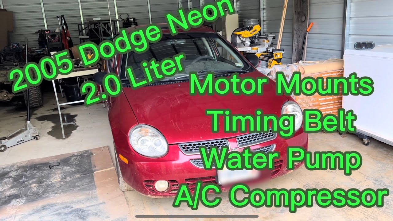 Снятие и замена опоры двигателя Dodge Neon 2000–2005 гг., ремня ГРМ, водяного насоса, компрессора...