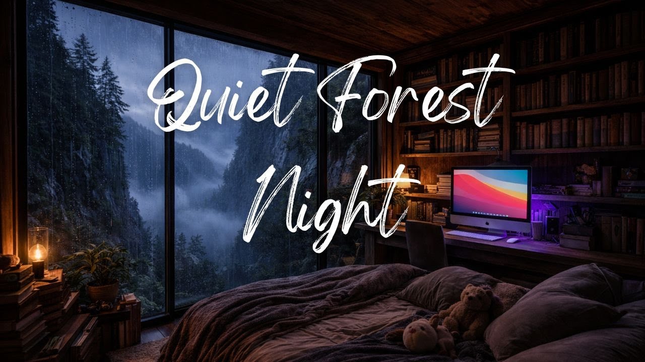 Rainy Mountain Cabin Study Room - Cozy Lo-Fi Music for Focus & Night Work