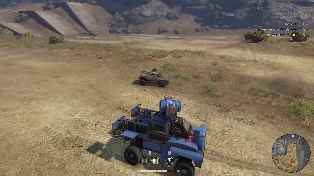 Testing a new vehicle design in Crossout.