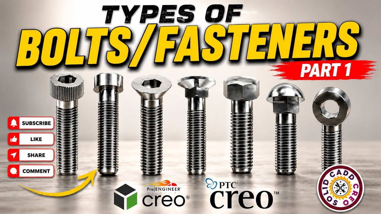 Design Of Different Types Of Bolts | Types Of Bolt Heads | Types Of Fasteners | Fasteners Bolt (01)
