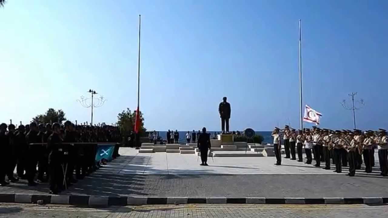 Turkish flag raising, Kyrenia, TRNC