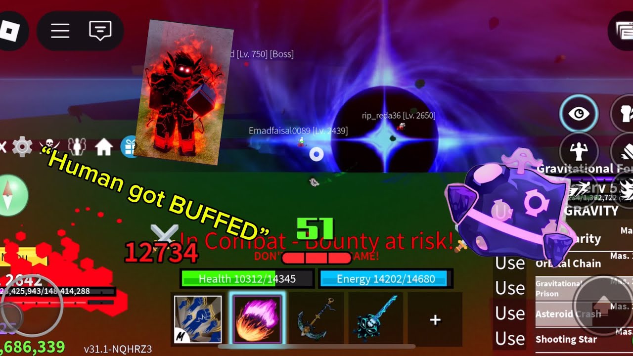 Gravity AWK + HUMAN V4 BUFF просто БЕЗУМЕН😭… (bloxfruits) | Дорога к 30 м