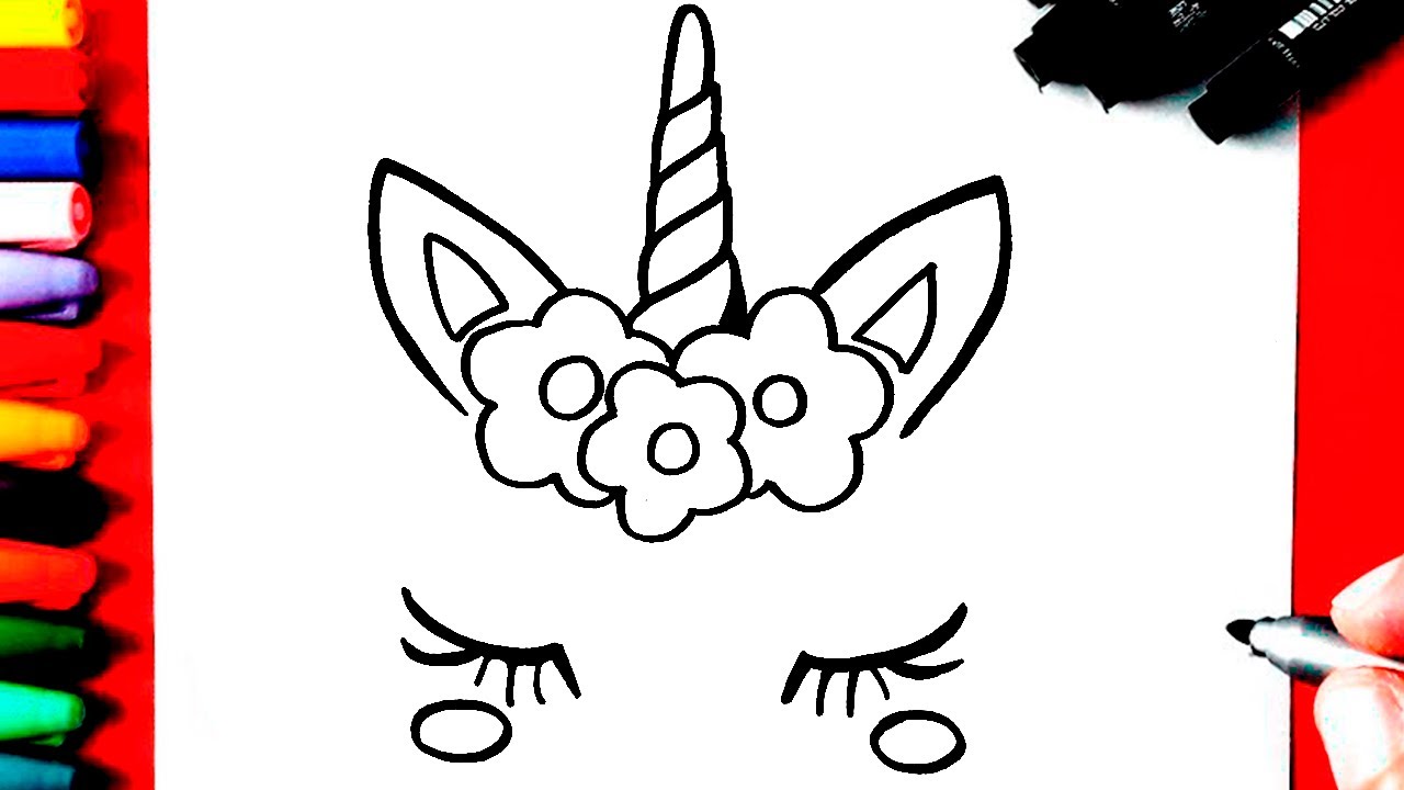 COMO Desenhar UNICÓRNIO super FOFA com coroa de flores