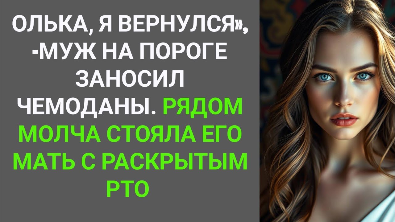 Олька, я вернулся», — муж на пороге заносил чемоданы. Рядом молча стояла его мать с раскрытым ртом