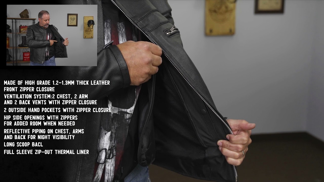 Event Leather EL1408 Men's Black Sporty Scooter Crossover Leather Jacket