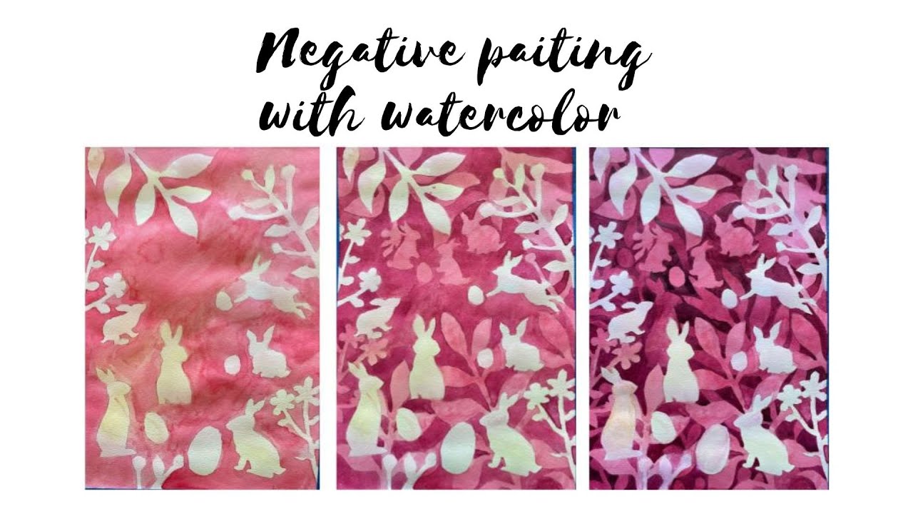 Negative painting with watercolor