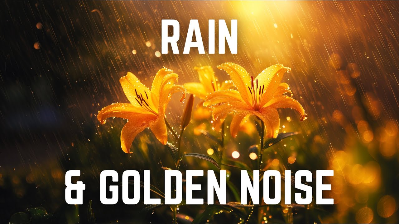 RAIN & GOLDEN NOISE | 12 Hours | Black Screen | No Midway Ads | Sleep/ Relax/ Focus/ Calm Anxiety