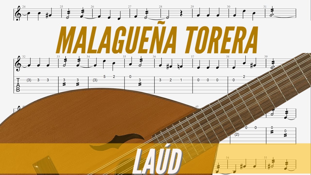 Malagueña Torera (Coros y Danzas de Santomera). Tutorial laúd y bandurria partitura cifrada.
