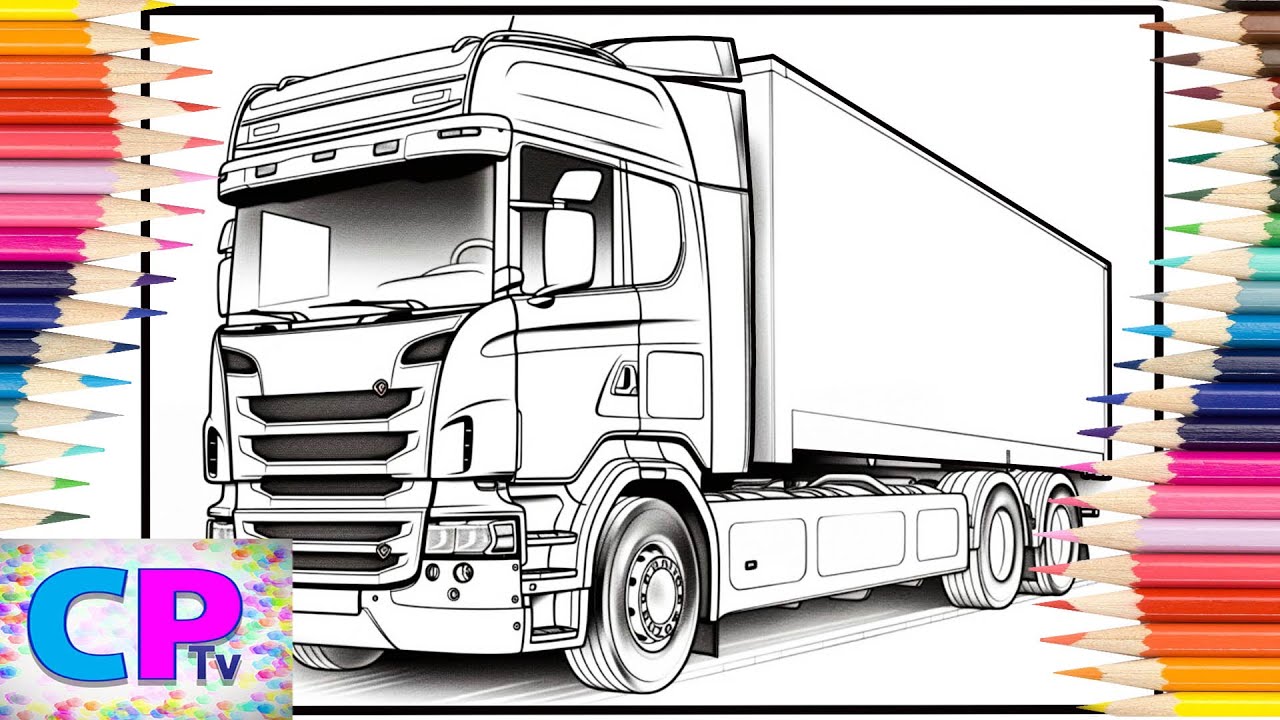 Scania Truck Ready to Carry Goods/Truck on the Road/Drawing Art/Creative Video/Calming by Coloring