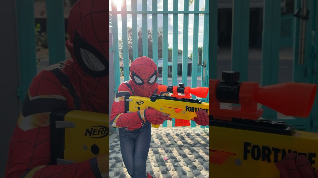 Spider-man Nerf Gun : Nerf Sniper #spiderman #nerfsniper #comedyvideo
