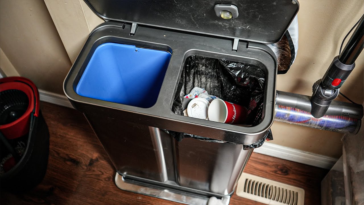 Dual garbage can with recycling and trash - Simplehuman