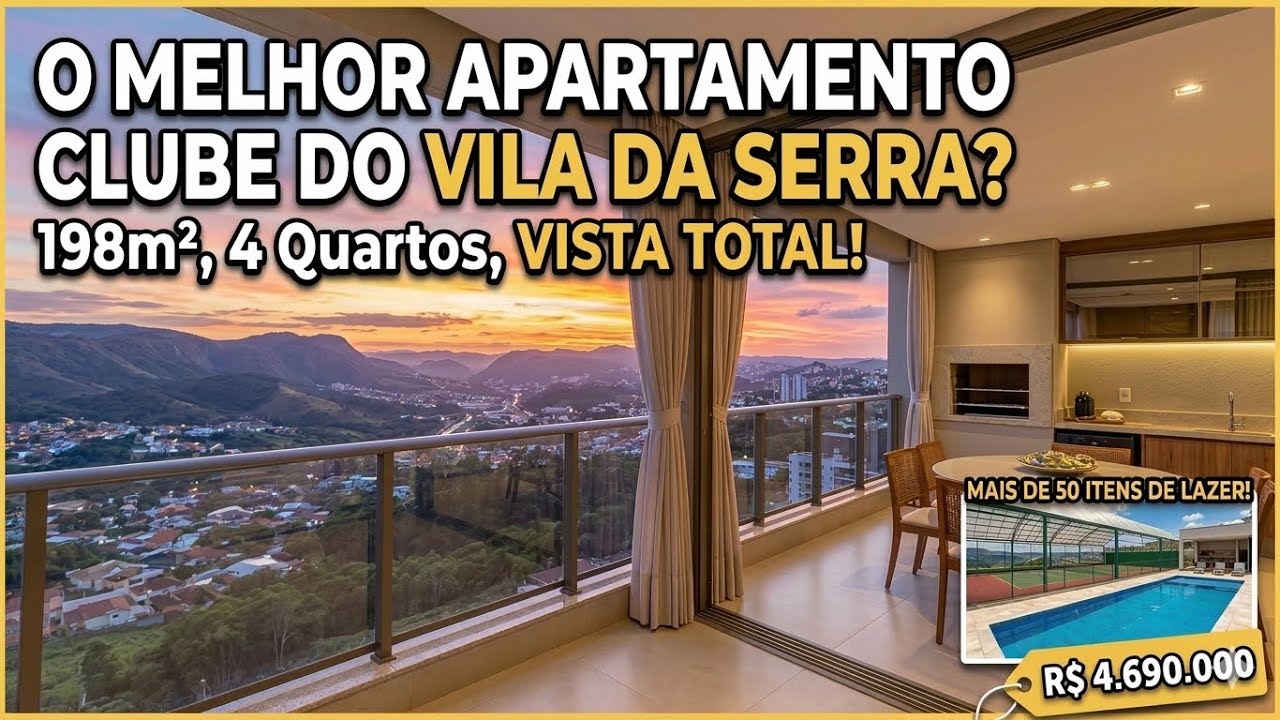 Um dos condomínios mais completos do Vila da Serra | Apê 198m² com vista incrível