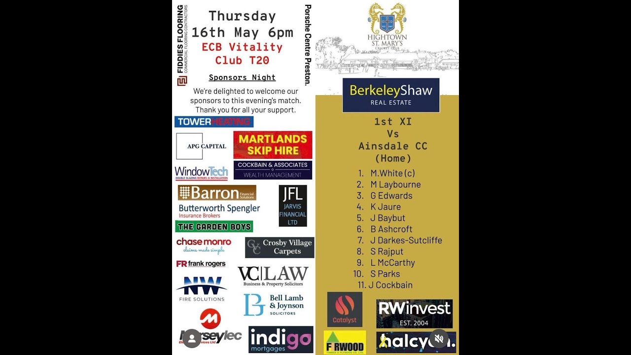 Hightown 1st XI Vs Ainsdale 1st XI T20 Cup Live Streaming