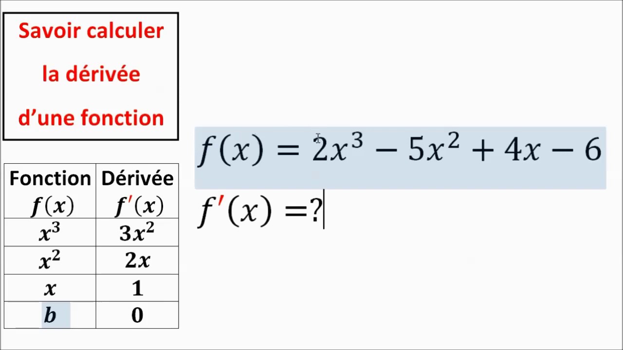Première étape pour calculer la dérivée d'une fonction.