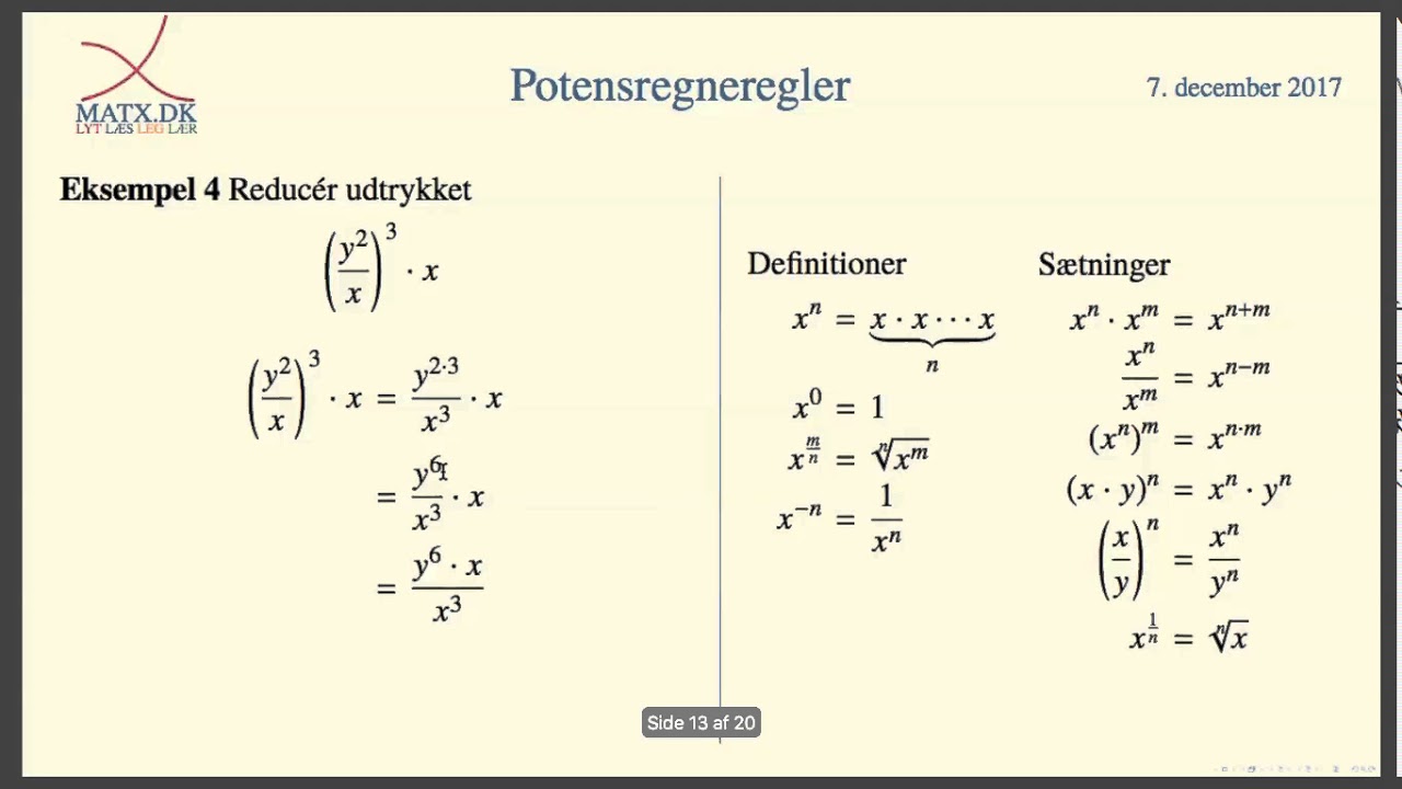 Tal og ligninger - Potensregneregler