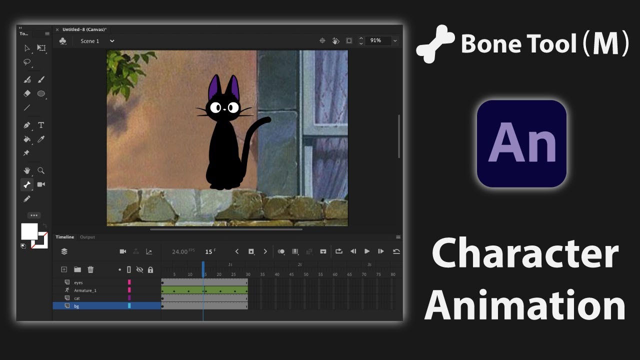 Анимация персонажей с использованием инструмента «Bone» в Adobe Animate CC