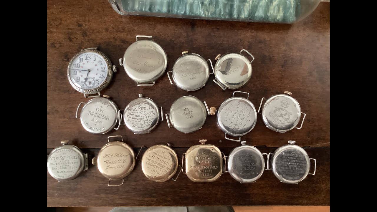 Trench watches with inscriptions