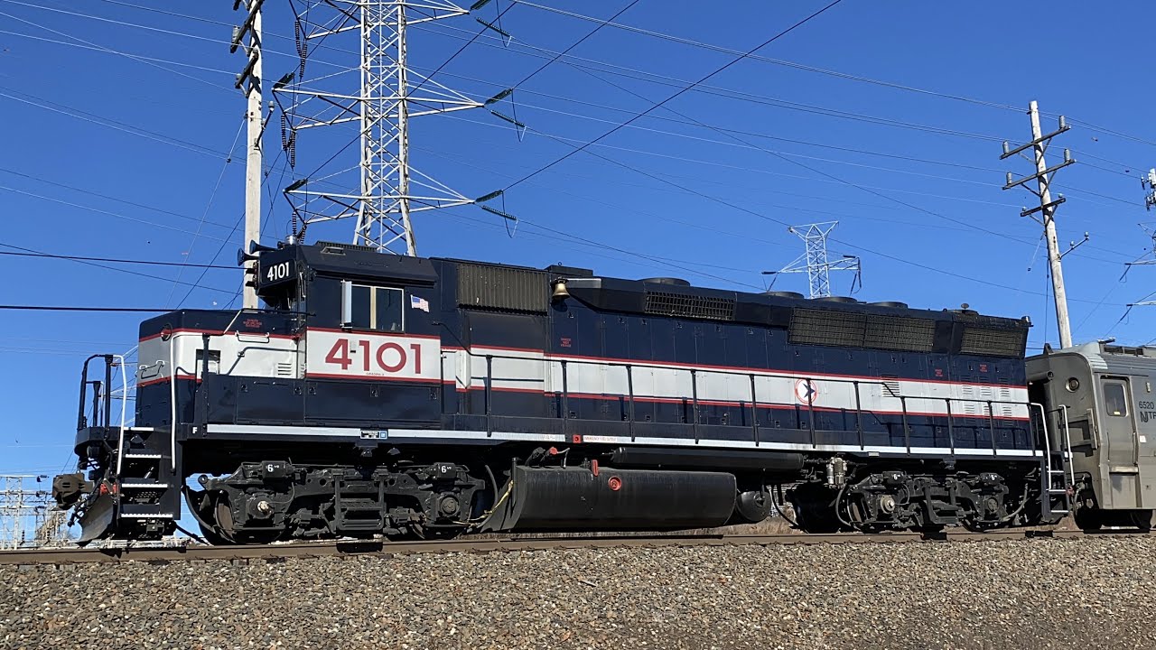 NJ Transit EMD GP40PH-2 #4101 NJDOT Heritage Unit On M&E Line Trains 851 & 854 (11/8/22)