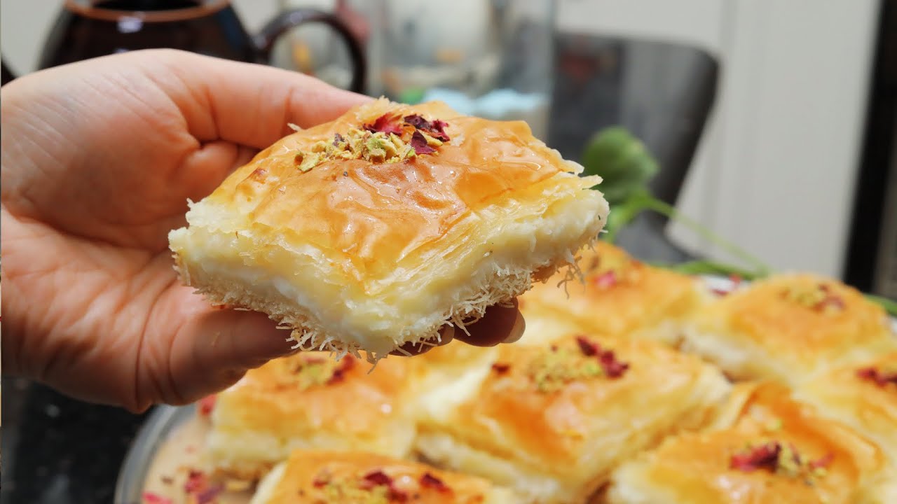  بربع تكلفه الجاهزه ليه تعمليهم في صينيتن لما ممكن تعمليهم في صينيه واحده (جلاش بالكنافه والقشطه)