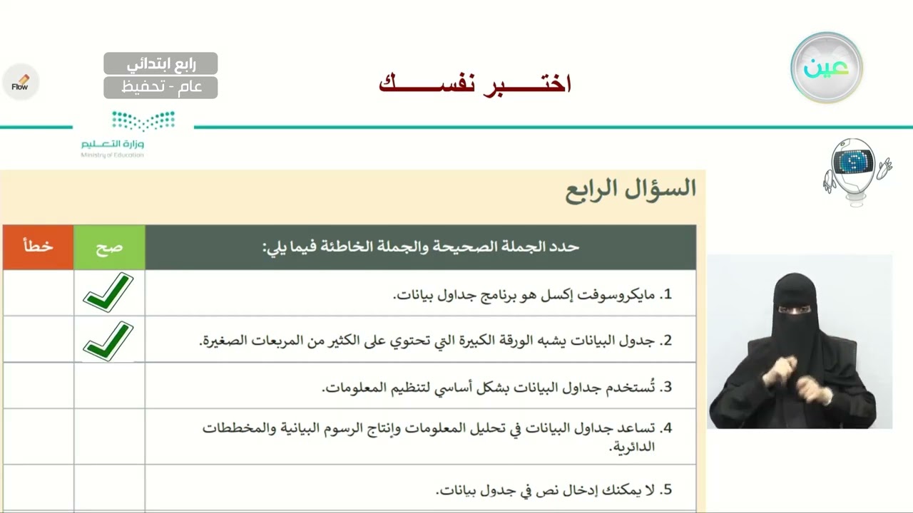 اختبر نفسك - المهارات الرقمية - رابع ابتدائي