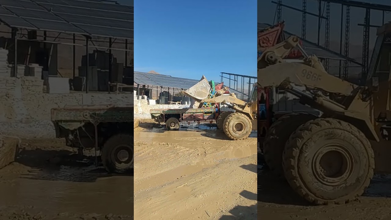 Stone unloading from truck