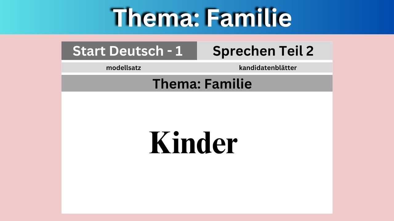 Thema Familie A1 | Goethe Exam Preparation | Learn German with Examples