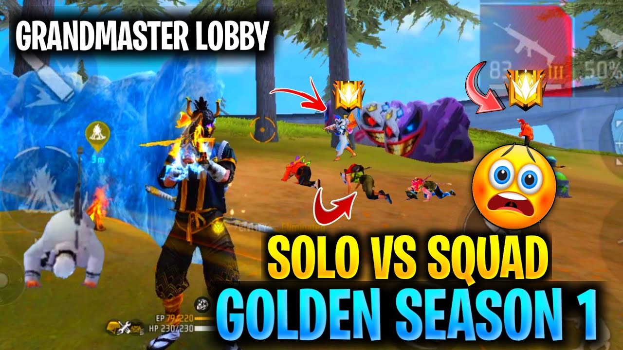 Golden Sakura Season 1 Solo Vs Squad First Gameplay 😨 | Grandmaster Lobby With Golden Season 1 🥵