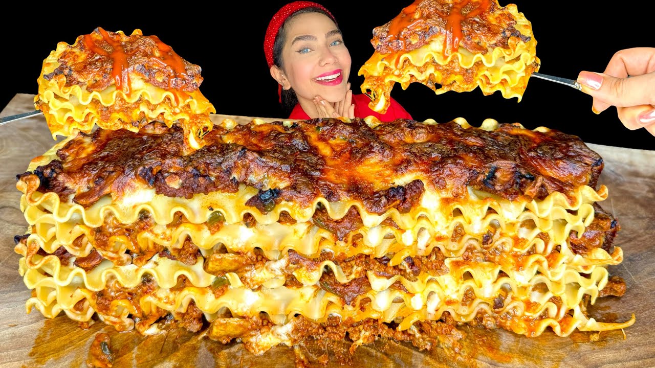 MUKBANG ASMR LASAGNA🤤 موکبانگ لازانیا