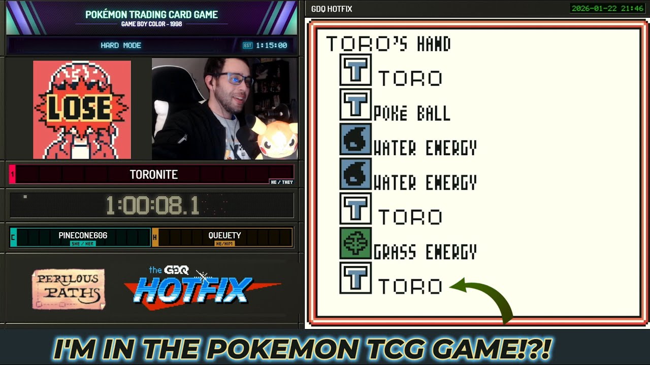 Pokémon TCG Hard Mode Showcase On GDQ Hotfix + New Save Corruption Glitch Discovery!