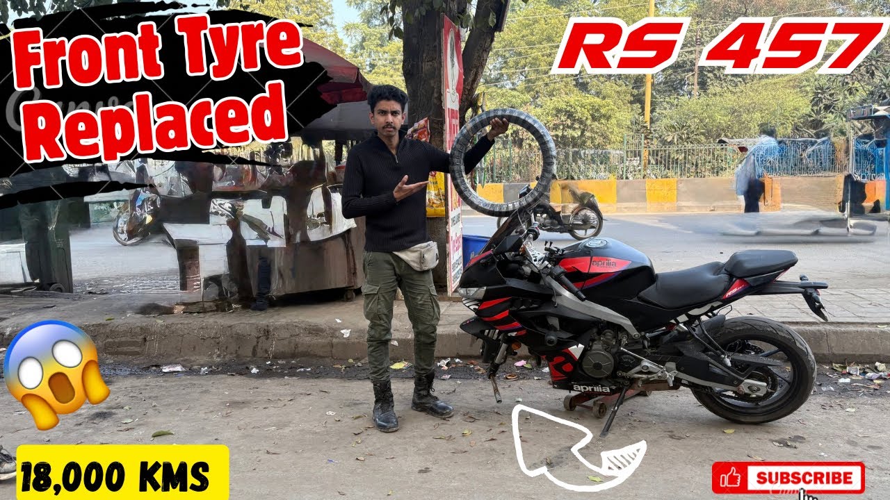 Aprilia RS457 Front Tyre change 😍 Excellent grip !! #aprilia #rs457 