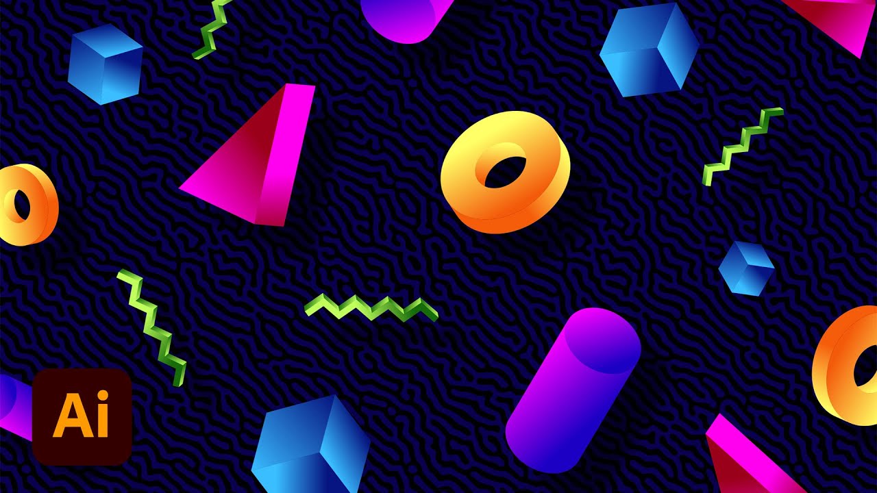 Учебник по 3D-фигурам в Illustrator (паттерн «Мемфис» 80-х)