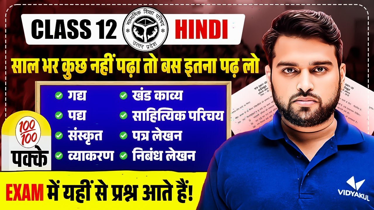 UP Board Exam Class 12 Hindi | Most Important Questions | Hindi Full Syllabus One Shot by Rishi Sir