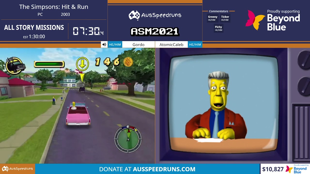 The Simpsons: Hit & Run - All Story Missions race by AtomicCaleb & Gordo - ASM 2021