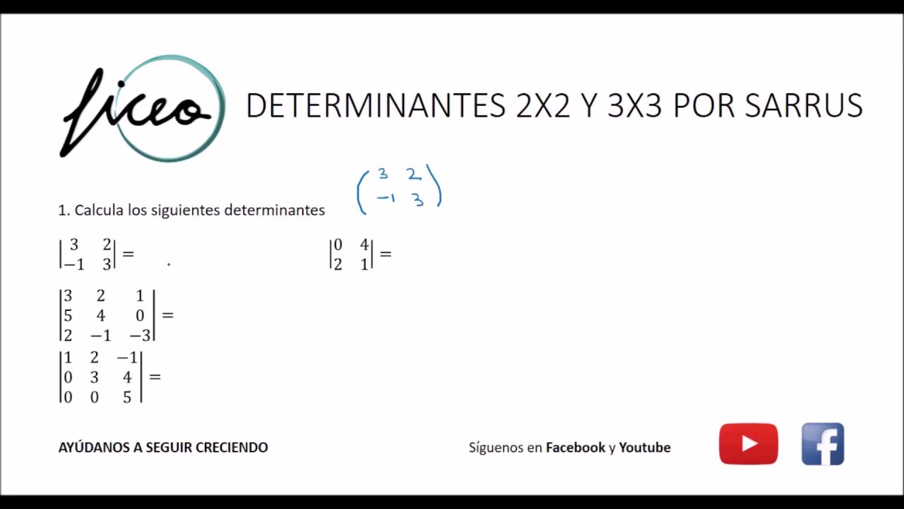 CALCULAR DETERMINANTES 2X2 Y 3X3