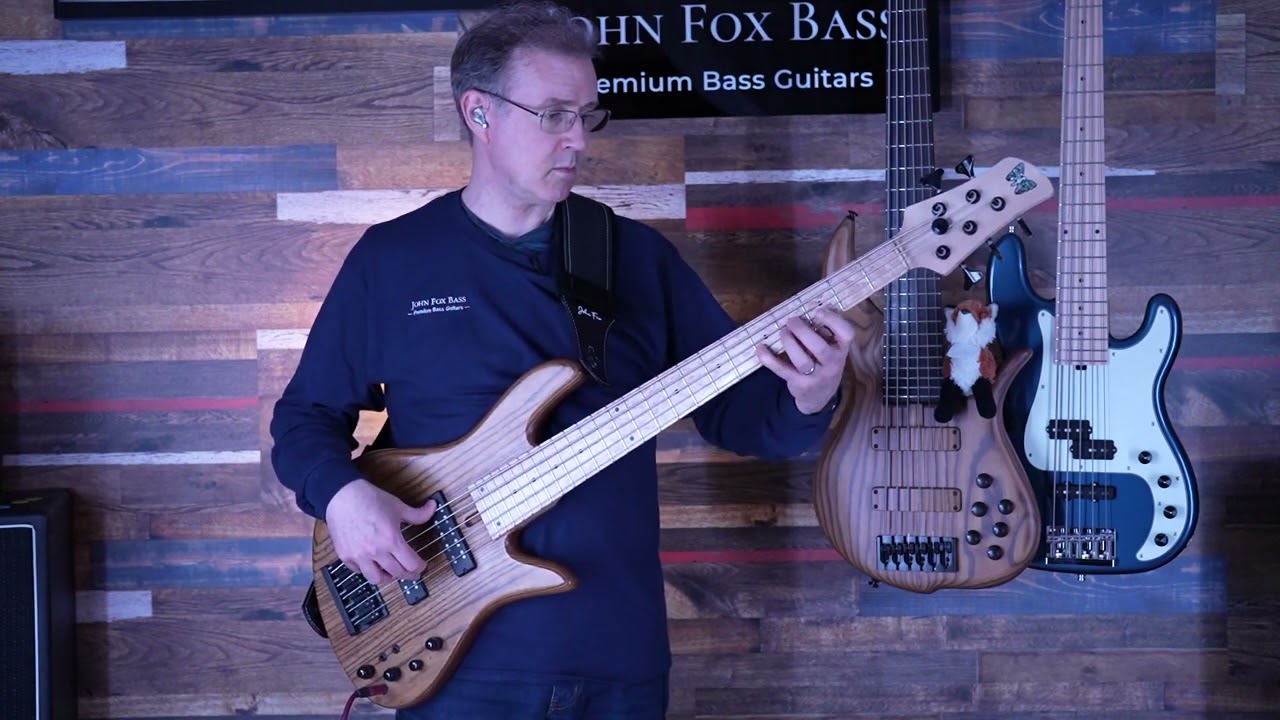 Fodera Emperor 5 Standard Special with Roasted Ash body and great Birdseye Maple fretboard