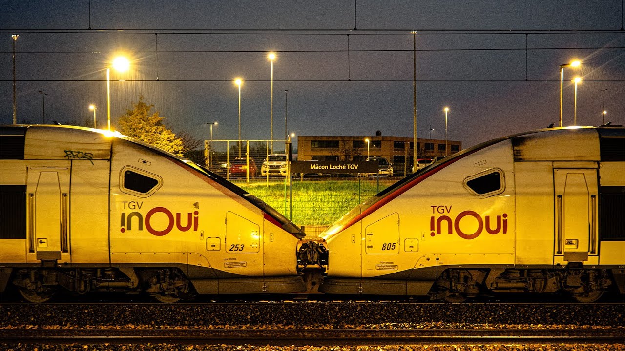 4K : TRAINS COMPILATION 100% TGV EN ACTION - FRANCE 🇫🇷 - MACON LOCHE TGV ( Night )