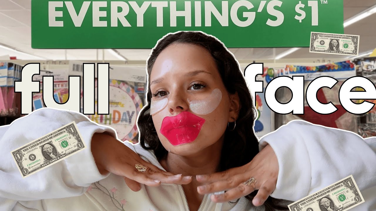 Trying a FULL FACE of makeup from THE DOLLAR STORE - Makeup CHALLENGE
