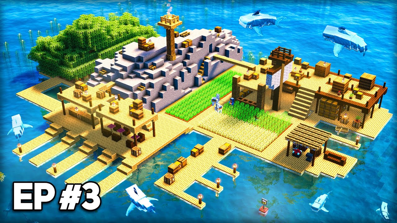 Conquering the SHARK INFESTED Ocean Only World in Minecraft