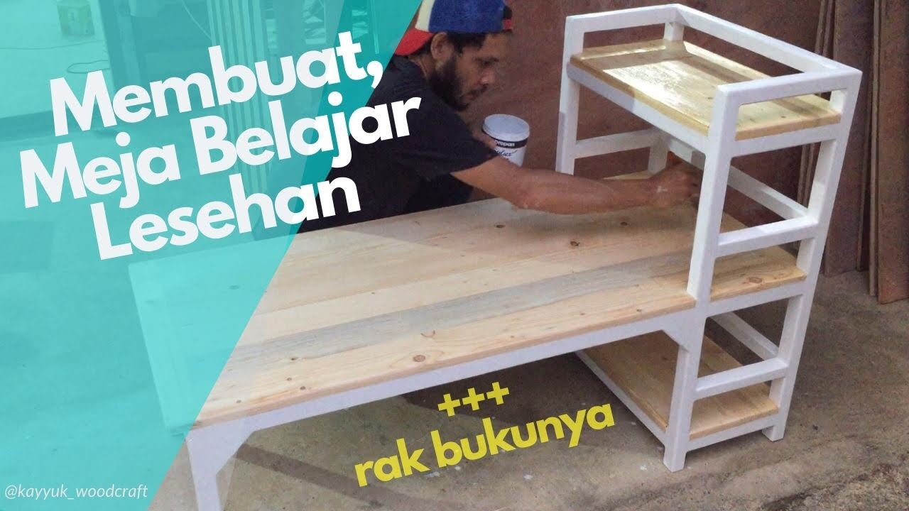 DIY Meja Belajar Lesehan Minimalis + Rak Buku dari Kayu Palet