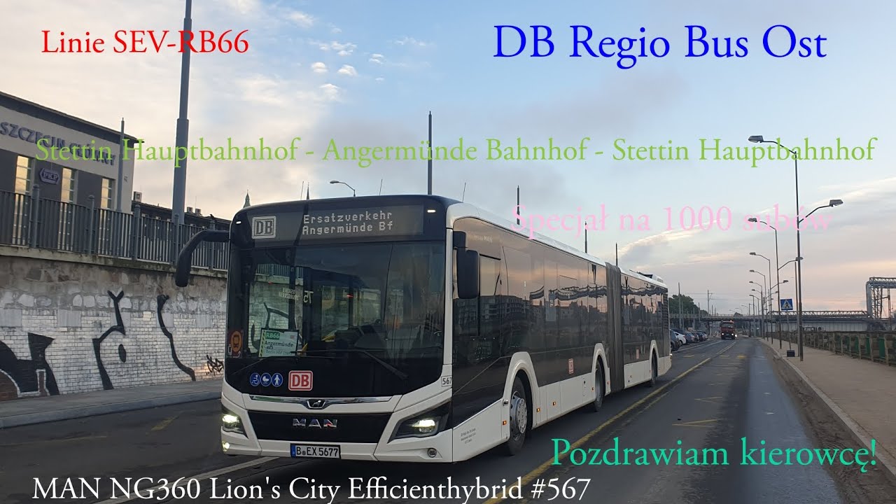 Linie SEV-RB66 Stettin HBF - Angermünde BF - Stettin HBF MAN NG360 Lion's City Efficienthybrid #567