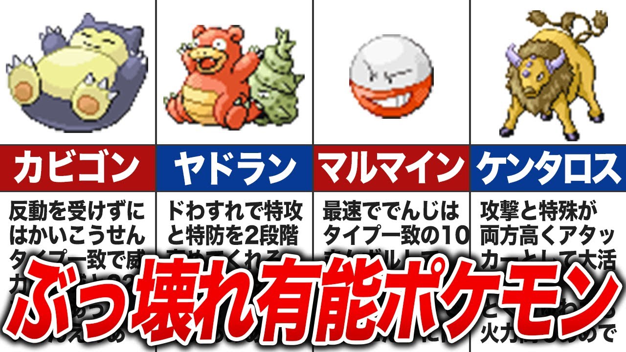 初代のぶっ壊れ有能ポケモンランキングTOP15【初代ポケモン 赤緑】【ゆっくり解説】