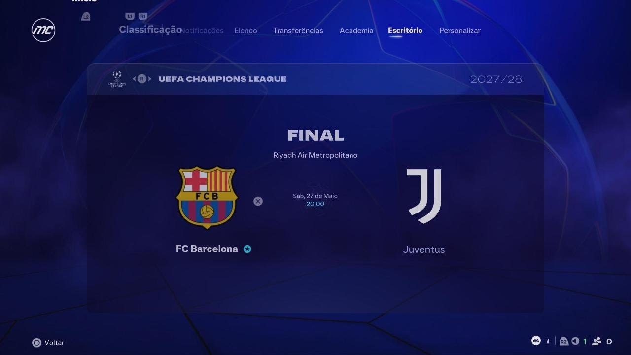 EAFC 26 - FC Barcelona x Juventus - Final UEFA Champions League - PS5 - Career mode