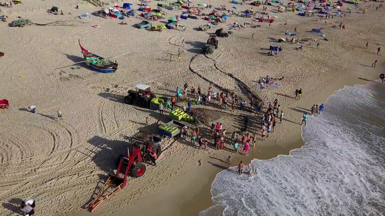 praia de mira pesca artesanal aerial drone 4k